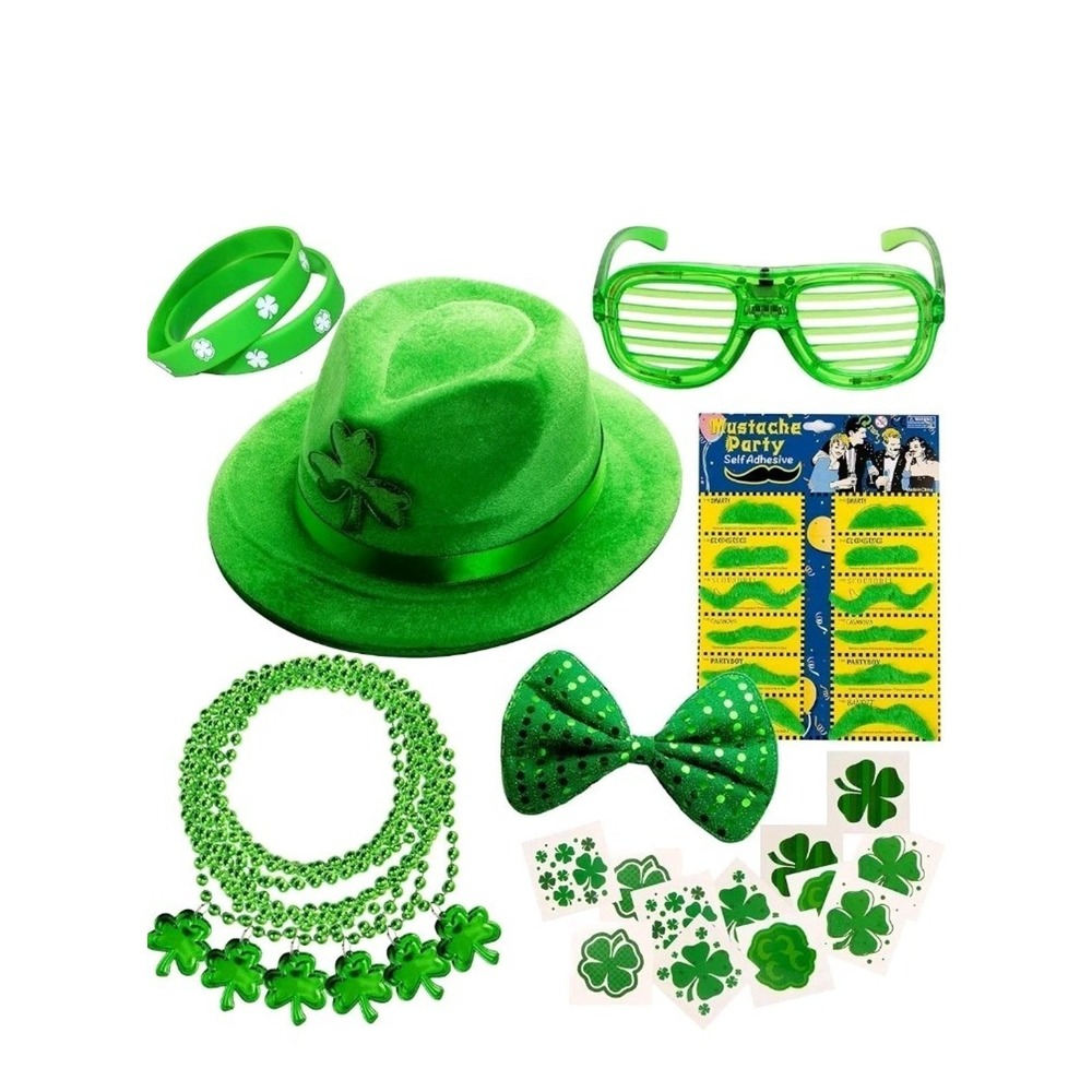 JOYIN 35 Pcs St. Patrick's Day Accessory Set Green Party Favors LED Glasses Hat